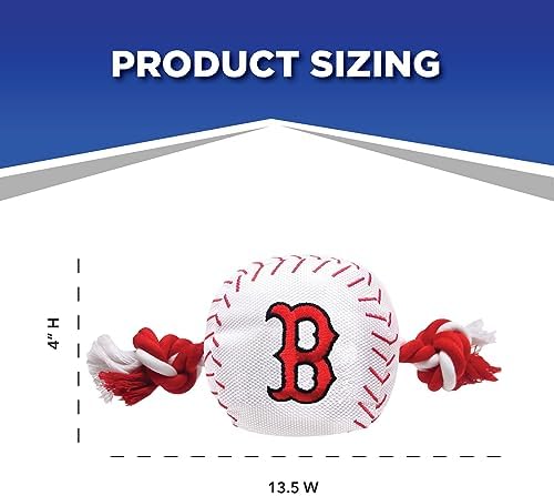 MLB BOSTON RED SOX Baseball Rope Toy for DOGS & CATS. Tough nylon, Sporty Baseball Design, Heavy-duty ropes with Inner SQUEAKER