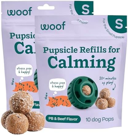 WOOF Pupsicle Refill Pops for Calming - Long-Lasting Refills for The Pupsicle Toy to Promote Calm - Calming Dog Treats - Magnesium for Dogs- Small Pops - 10 Count- 2 Pack