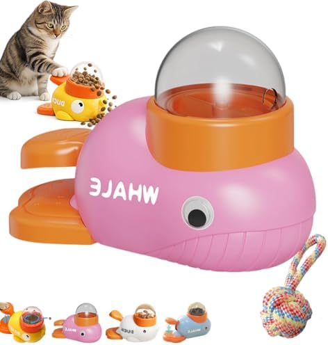 Duck Cat Treat Dispenser, Little Yellow Duck Cat Feeder Toy, Interactive Dog Treat Dispenser Toy, Pet Puzzle Slow Feeder for Healthier Eating, Mental Stimulation & IQ Training (Pink)