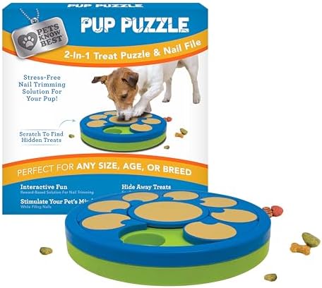 Pup Puzzle Interactive Dog Nail File Treat Dispensing Toy, Mentally Stimulating Nail Trimmer, Paw Care and Play Toy | Difficulty Level; Easy