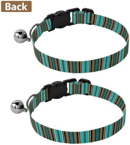 Stripes Turquoise Dog Collar 2 Pack Pet Collars for Cats Adjustable 10.6 to 17.1 Inches