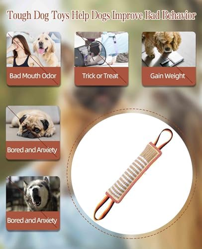 Clysoru Dog Tug Toy Tough Jute Bite Pillow Lasting Training Equipment Puppy to Large Dogs Interactive for Large and Small