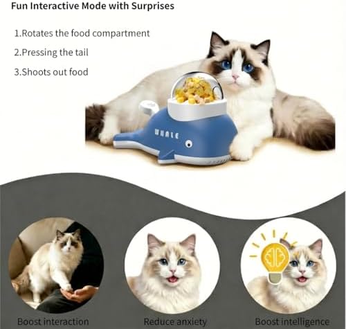 Duck-Shaped Interactive Slow Feeder for Cats & Dogs, Automatic Treat Dispenser Toy for Mental Stimulation and Anxiety Relief, Suitable for Small-Medium Pets (Little Whale Treat Dispenser)