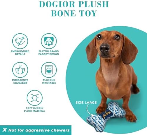 Haute Diggity Dog Dogior Bone, Plush Dog Toy, Designer Parody Stuffed Toy