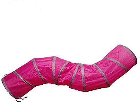 PetLike S Way Cat Tunnel Collapsible Pop-up Pet Tube Hideaway Play Toy with Ball (S-Way, Rose Red)