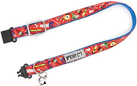 THE WORTHY DOG Halloween Pattern, Breakaway Cat Collar, with Bell, Red