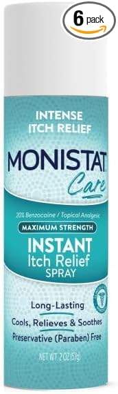 Monistat Instant Itch Relief Spray for Women, Maximum Strength Feminine Itch Care, 2 oz (Pack of 6)