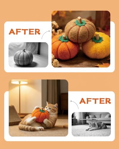 Cat Toy Balls, Pumpkin-Shaped, 5 Pack