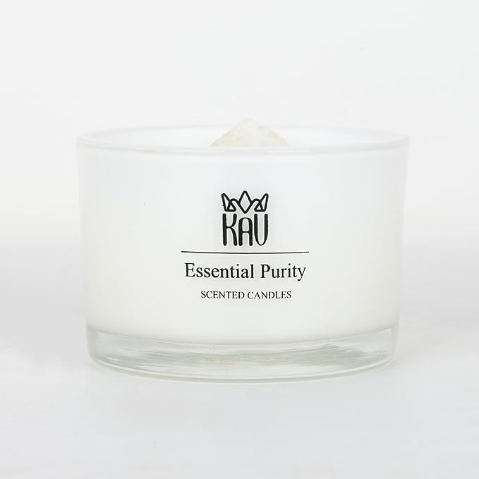 Scented Candles for Home Décor - KAV Dancing Rain Premium Scented Candle for Women Men, Embedded Stone and Soy Wax in 3 oz Glass Jar, Natural Aromatherapy (Essential Purity)