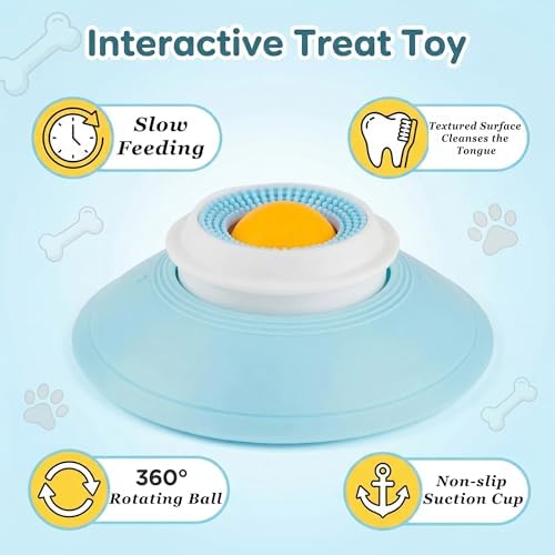 Dog Lick Bowl,Lick Bowl for Dogs Slow Feeder Dog Bowls for Liquid Food Treat,Lick and Roll Bowl for Dogs Anxiety Relieving Dog Lick Bowl with Ball,Snack Dispenser Non-Slip Pet Toys for Dogs Cats