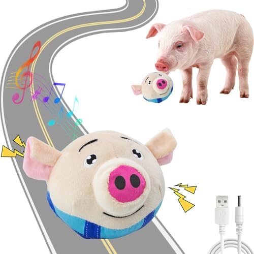 Interactive Toy for Mini Pig - Pigs Toy, Bouncing Toy Ball with Music and Recording for Mini Pigs, Pet Pig Supplies, Moving Ball Chew Toys for Pig to Keep Them Busy for Boredom