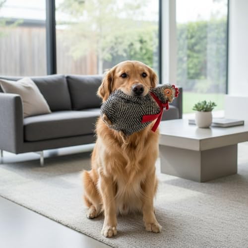 Fuzzl Plush Super Soft Big Cheeky Chuck Chicken Dog Toy & Comforter – Cuddly Plush with Squeaker, Gentle Dog Toy for Puppies & Small to Medium Dogs
