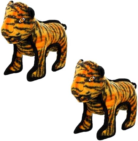 TUFFY® - 2 Pack Original : Tiger Dog Toy : Ultra Durable Plush Dog Toy with Multiple Layers & Reinforced Seams, Washable and Floats, Original Construction