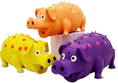 Squeaky Pig Dog Toys, 2 Pack Grunting Pig Dog Toy that Oinks Grunts for Small Medium Large Dogs, Grunting Pig Sound Play Dog Toy(Green,Orange)