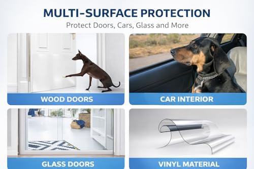 FTSTC Door Protector from Dog Scratching, [Thicken] 6 Pack Clear Training Self Adhesive Tape for Dogs,Cat Scratch Door Frame Protector,Anti Dog Scratch Door Guard (6Roll Total 240'')