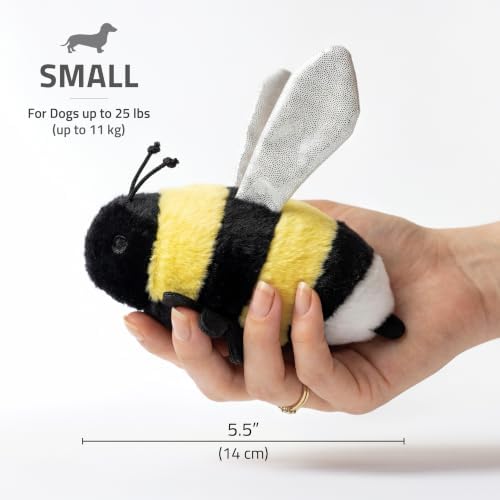 Playology Plush Bee Dog Toy - Squeaky Dog Toy - Small, Honey Scent