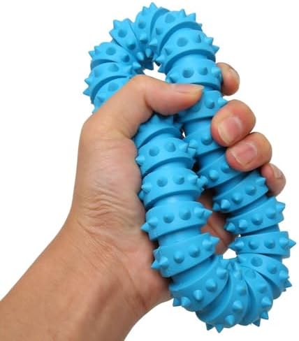 Dog Spiky Chew Ring Food Grade Rubber Teeth Cleaning Interactive Toy for Medium Large Dogs 5.91In Diameter for Indoor Outdoor Play