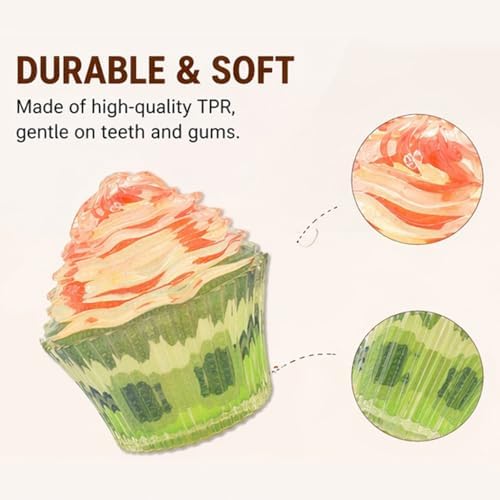 Molaxpet Squeaky Dog Toy Cupcake Rubber Interactive Chew Toy for Pet Dogs