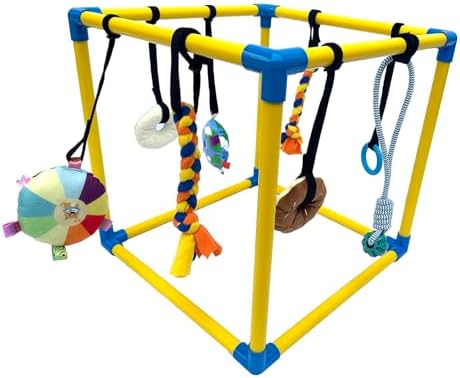 Puppy Play Gym with 8 Hanging Toys, Small Dogs Indoor Enrichment Jungle Gym