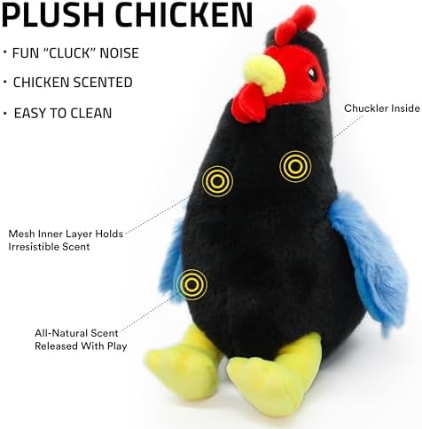 Playology Plush Hen Chew Toy for Large Dogs - Medium, Chicken Scent
