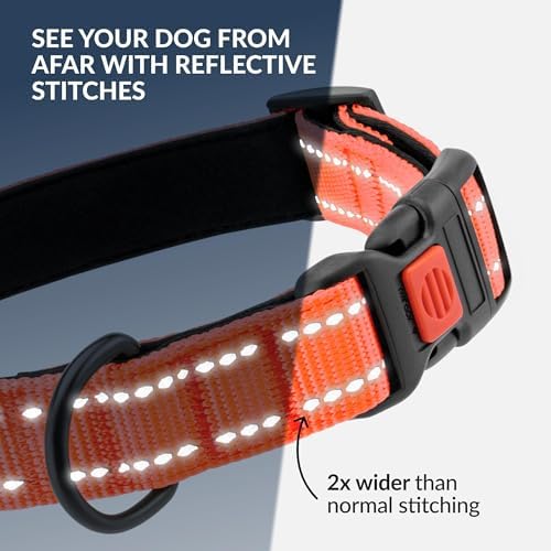 Reflective Dog Collar, Quick-Release Buckle (Coral, 14-18 Inch)