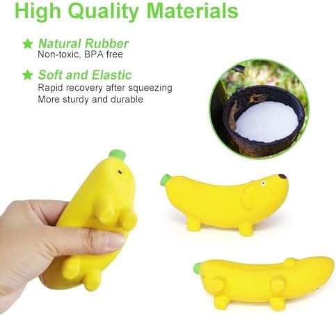 5.3'' Squeak Latex Dog Toys Banana 3 Pcs, Funny Fruit Sets Pet Toys Puppy Small Medium Dog Squeaky Chew Toys