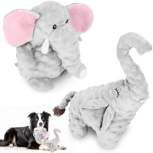 Dog Toys to Keep Them Busy Dog Toys for Small Medium Large Dogs Plush Animal Interactive Puppy Toys Cute Squeaky Elephant Dog Toy with Crinkle Paper