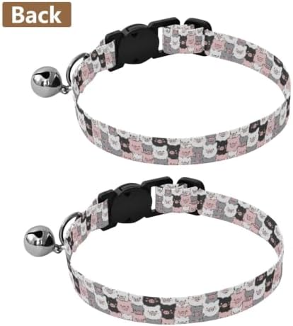 2 Pack Puppy Collar Cute Cartoon Pig Cat Collars with Bell, Adjustable Length 10.6" to 17.1"