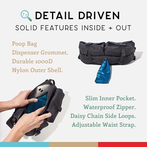 Wildebeest Farallon Bag - Versatile Cross Body Bag, Fanny Pack, Dog Treat Pouch - Secure, Easy Access Pockets, Adjustable Buckle Strap, Poop Bag Dispenser, Water-Resistant, Fits Any Smartphone