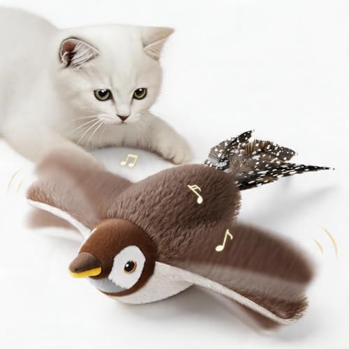 Speedy Tail 2.0 Cat Toy, USB Rechargeable Flapping Bird with Lifelike Chirp, Interactive & Automatic Moving Toy for Indoor Cats, Kitten Exercise Feather