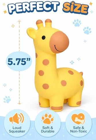 Multipet Giraffe Dog Toy | Latex Giraffe Dog Toy | Giraffes Squeaky Pet Toys | Squeaky Interactive Toys for Dogs (Yellow/Brown)