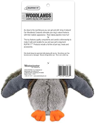 RUFFIN' IT Woodlands, Plush Mallard 8 in Squeaky Soft Stuffed, Dog Chew Toy