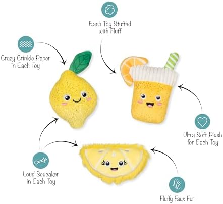 Fringe Studio Plush Dog Toy, 3 Pieces Set, Sour You Doing?, Pet Shop Collection (662169)