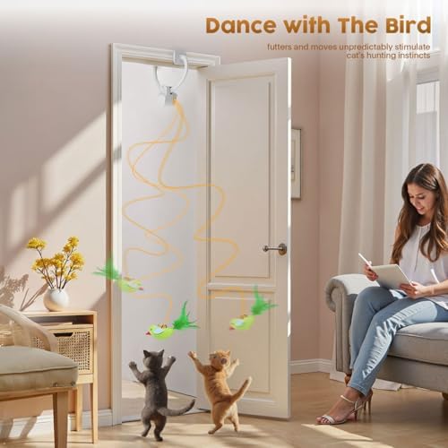 Interactive Cat Toys for Indoor Cats, Clip-On Automatic Flying Bird