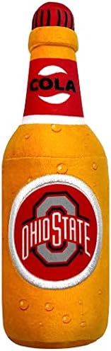 NCAA OHIO STATE BUCKEYES BEER BOTTLE PLUSH DOG & CAT SQUEAK TOY - Cutest STADIUM SODA BOTTLE SNACK Plush Toy for DOGS & CATS with INNER SQUEAKER & Beautiful Football/Basketball Team Name/Logo
