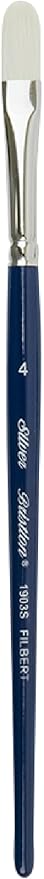 Silver Brush Limited 1903S4 Bristlon Filbert Brush for Acrylic and Oil Paintings, Size 4, Short Handle