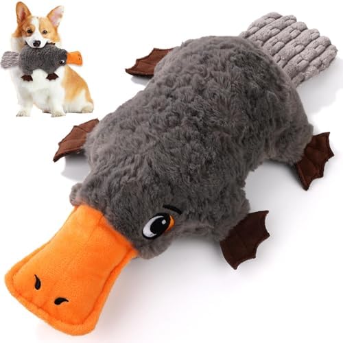 15" Squeaky Platypus Dog Toy, Plush Interactive Toy for Dogs