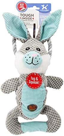 Charming Pet Scrunch Bunch Bunny Interactive Plush Squeaky Dog Tug Toy