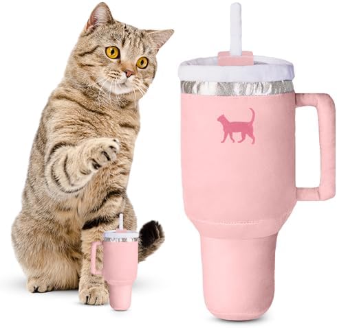 PUPROAR Kitty Cup Catnip Cat Toy, Cat Birthday Gift & Cute Girly Accessory, Crinkle Toy for Indoor Cats (Pink Peach Dust)