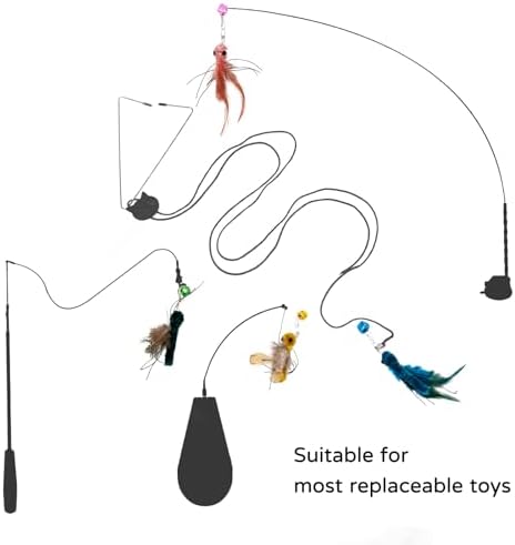 5 Pcs Realistic Cat Insect Toys for Wand Toy Refills, Interactive Feather Bug Toy Attachments with Bells for Indoor Cat Enrichment & Hunting Instincts, Ideal Exercise & Boredom Relief for Kittens