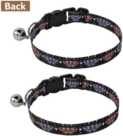 Moths Skull Wings Cat Collar 2 Pack for Cats Adjustable 10.6 to 17.1 Inches