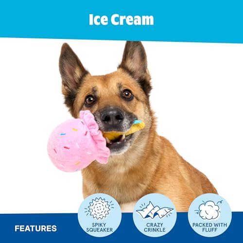 BarkBox Slobbery Ice Cream Cone Dog Toy - Toy for Small to Medium Dogs