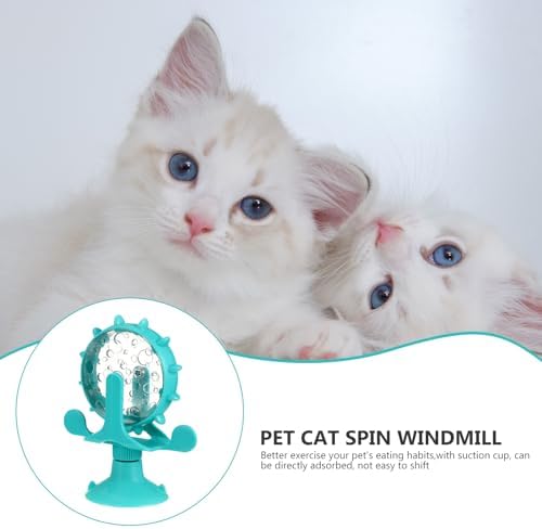 DOITOOL Cat Puppy Feeding Toy Slow Food Dispenser Rotating Windmill Treat Feeder Interactive Iq Puzzle 5.12 Inch for Healthy Eating