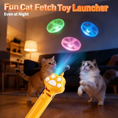 BABORUI Cat Toy Disc, 16Pcs Interactive Cat Fetch Toy Flying Discs, Flying Enrichment Toys for Indoor Bored Kittens & Adult Cats (16Pcs)