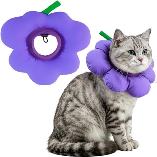 EMUST Soft Cat Cone for After Surgery, Recovery Collar for Kittens Purple