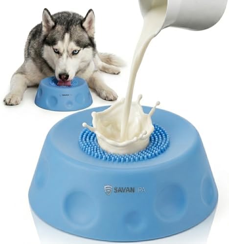 Slow Feeder Dog Bowl with Interactive Roll Ball, Anti-Slip Dog Lick Bowl for Liquid Treats, Bone Broth & Yogurt, Anxiety Relief Boredom Puzzle Feeder for Small Large Dogs