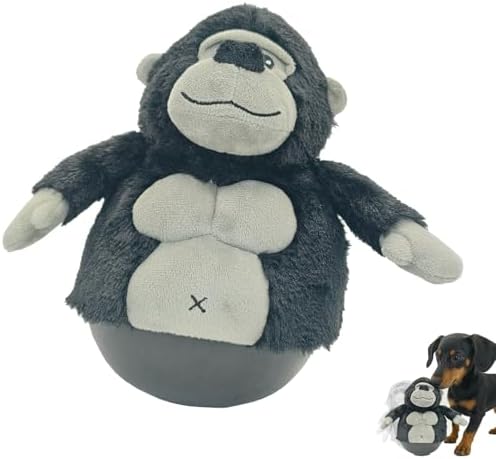 Black Gorilla Plush Wobble Dog Toy with Weighted Base Cute Soft Funny Gorilla Stuffed Animal Squeaky Dog Toy Interactive Roly-Poly Dog Toy for Small Medium Large Dogs Toy Gift 23cm/9.06in