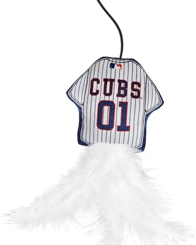 Pets First MLB Chicago Cubs Team Jersey Wand with CAT NIP, Cat Toy Jersey Shaped Plush Teaser Toy for Cats & Kittens - Interactive Pet Toy for Play & Exercise