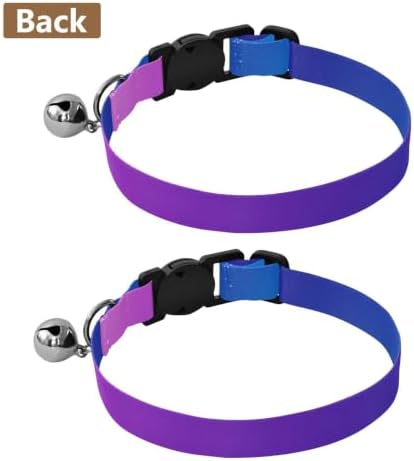 Gradient Purple Blue Comfortable Cat Collar, 2 Pack Small Dog Collar with Bell