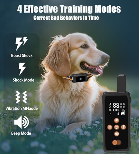 Dog Shock Collar - 4200FT Dog Training Collar with Remote Innovative IPX7 Waterproof with 4 Training Modes,Vibration and Shock,Rechargeable E-Collar for All Breeds